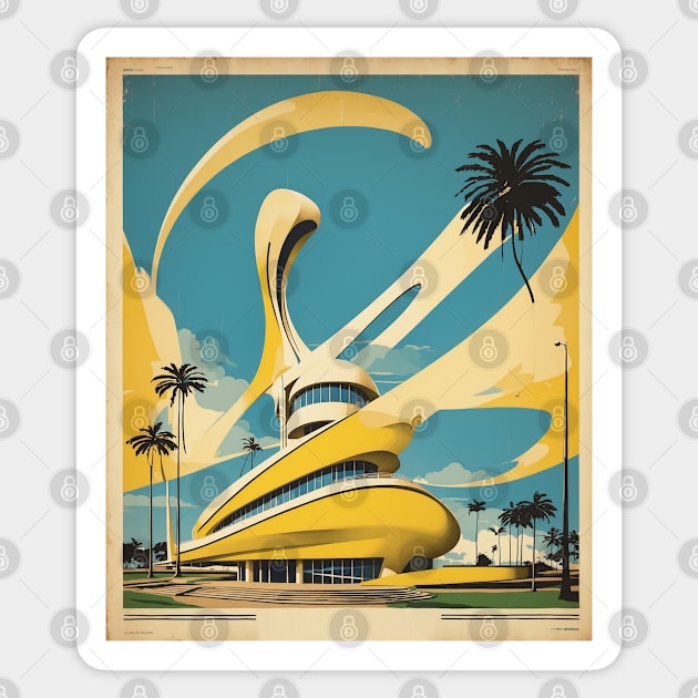 Museu Oscar Niemeyer Curitiba Brazil Vintage Tourism Travel Poster Art Sticker by TravelersGems